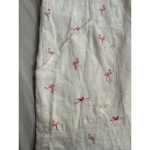 Forcynthia Beachwear 100% Linen Slvless cover up White Pink Flamingo‎ SMALL - Picture 4 of 10
